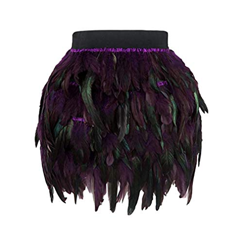Yying Cisne Negro Falda de Plumas Mini Longitud Totalmente Doble Capa Tela...