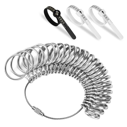 NuLink Ring Sizer Measuring Tool US Stainless Steel Ring Size 0-13 with Half Size, 3 Pcs Finger Ring Sizer Measure Gauge