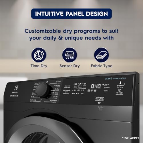 Image of Electrolux 8.5Kg Vented Dryer Machine for Clothes, Reverse Tumbling, Smart Sensors, Colour Care, Drying Only - No Washing Function, UltimateCare 300, EDV854N3SB, Dark Silver