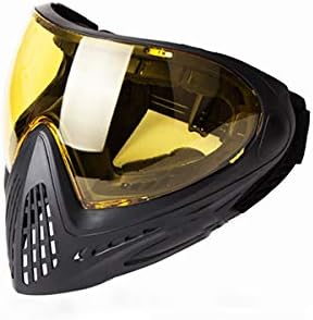 Anti-Fog Goggle/Full Single Layer Face Mask Hunting (Pure Black,Yellow Lens) for Paintball Airsoft Bike Safety Gaming