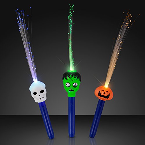 Assorted Flashing Light Up Fiber Optic Halloween Wands