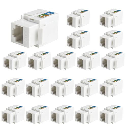 25 Pack Cat5E/Cat6 Ethernet Keystone Jacks, RJ45 Connectors, 8P8C Modular Female Connectors, 90 Degree, Weatherproof, UL Listed