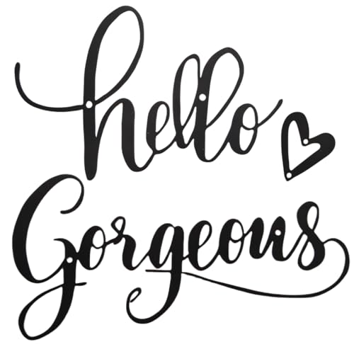 Décoration murale Hello Gorgeous en métal noir minimaliste pour salon et chambre
