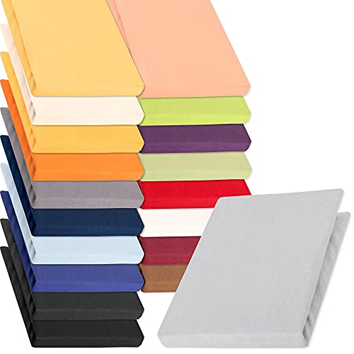 JACOBSON Premium FROTTEE Spannbettlaken Spannbetttuch Bettlaken Baumwolle ca. 200g/m² (120x200cm - 130x200cm, Anthrazit) 6 aqua-textil Pur Jersey Spannbettlaken 120x200 - 130x220 cm Silber grau Wasserbett Boxspringbett 160g/qm Mako Baumwolle