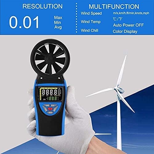 Digital Anemometer Wind Meter Gauge for Shooting Boats for Wind Speed Temperature Chill Tester，Multifunctional Measurement, Easy to Read
