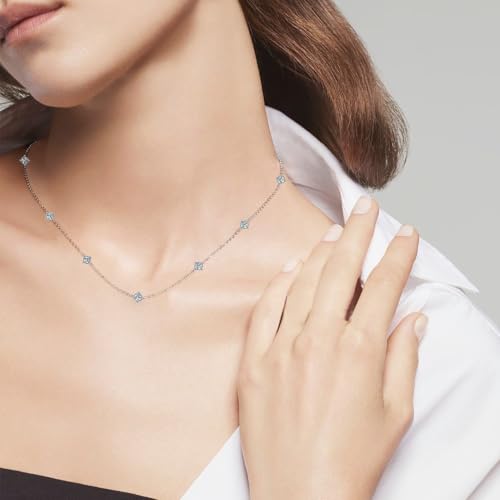 Moissanite Necklace for Women, 925 Sterling Silver Station Choker Necklaces D Color VVS1 Clarity Lab Created Imitation-diamond Dainty Simple Jewelry with Certificate of Authenticity4