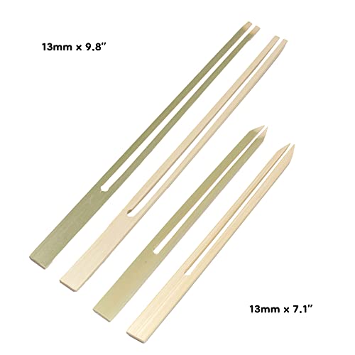 Bamboomn 13Mm Wide Bamboo Double Prong Fondue Sticks Barbecue Grilling Kabob Skewers, 9.8" Long, 100 Pieces #TOP2