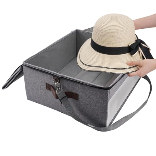 Boîte du chapeau pour voyager, sac de transport de chapeau de voyage - Grand boîtier de rangement pour le chapeau de cowboy | Sac organisateur de CAP portable avec couvercle pour petite amie, femme, a