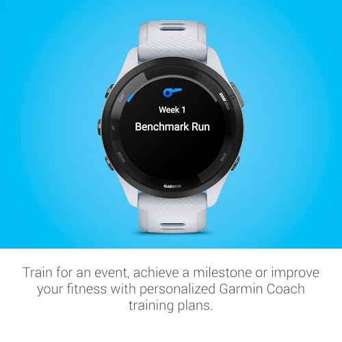 Image of Garmin Forerunner 265 Running Smartwatch, Colorful AMOLED Display, Training Metrics and Recovery Insights, Whitestone and Tidal Blue