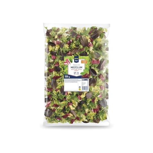 Ensalada Mezclum 500g - Mezcla de Escarola Rizada, Brotes de Lechuga Roja, Radicchio y Mizuna - Lavada y Lista para Consumir - Ideal para Hostelería y Familias - Fresca y Crujiente - NEXU