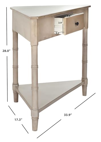 Image of SAFAVIEH Furniture - Gomez 1-Drawer Corner Table - Vintage Grey - Solid Wood - Classic Corner Storage Design - Ideal for Entryway, Living Room, Home Office, 33.1 inchW x 17.3 inchD x 28 inchH (AMH5709A)