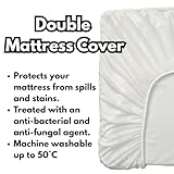 eMKay® Double Waterproof Mattress Protector Cover | 190 x 152cm Fitted Bed Sheet with Elastic Edges | Anti-Bacterial & Anti-Fungal Vinyl PVC Plastic Cover | Machine Washable - Image 2