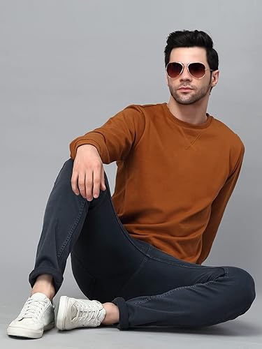 Image of Rigo Fleece Printed Round Neck Sweatshirt for Men | Full Sleeves Sweatshirt for Men | Casual Wear & Stylish Sweatshirts for Men