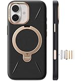 TORRAS iPhone 17 用 ケース【新感覚レザー・スキンタッチ】Ostand Q3 レザートーン MagSafe対応 リング スタンド 360°定点回転 縦横両対応 マグネット搭載 革 カメラコントロールボタン 米軍規格 耐衝撃 指紋防止 こくよう・ブラック