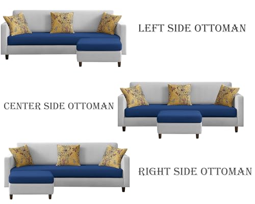 Image of Casaliving Premium Lifestyle Fabric 5 Seater L Shape Sofa Set 4 Seater Modern Sofa Set & Ottoman for Living Room (Blue Grey Color)