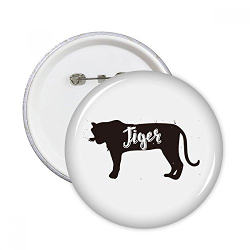 Pins badge bouton tigre noir et blanc animal rond pour décoration vêtements lot de 5, taille L