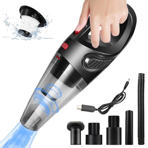 Bizcasa Aspirateur à Main sans Fil Rechargeable,8500Pa 120W Mini Aspirateur de Voiture,Bruit Charge Rapide avec Filtre Lavable,Le Type Humide et Sec pour la Maison,la Voiture,Bureau Table Canapé