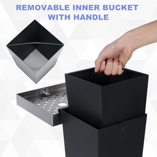 Image of lukar Galvanized Steel Trash Receptacle, Outdoor Trash Can with Removable Inner Barrel, Standing Garbage Collector Container for Commercial Use