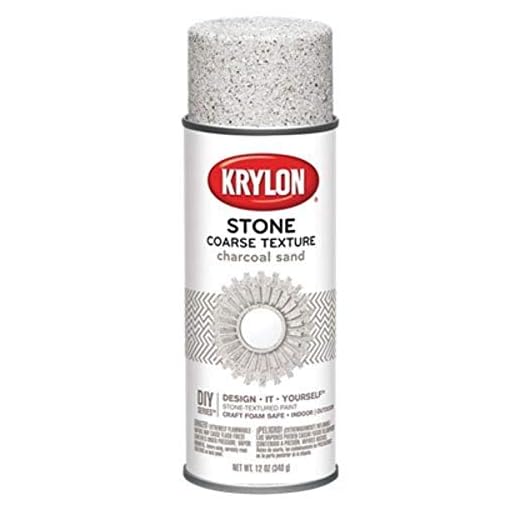 Krylon K18202 Coarse Stone Texture Finish Spray Paint, Charcoal Sand, 12 Ounce