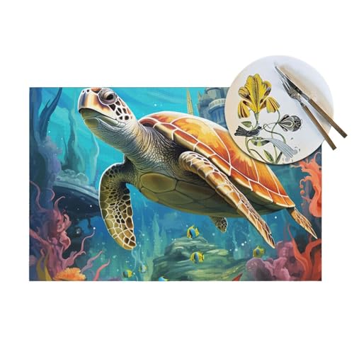 Sets de table faciles à nettoyer en PVC dauphins anti-taches pour intérieur - 8