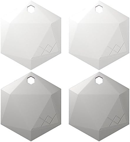 XY3.1 Item Finder by XY Findables | Bluetooth Item Locator | Find Your Lost Keys, Wallet, Phone, Etc | Bluetooth Low Energy 4.0 Tracker | Sleek Hex Design | Qty 4 (Silver (2), Snow (2))