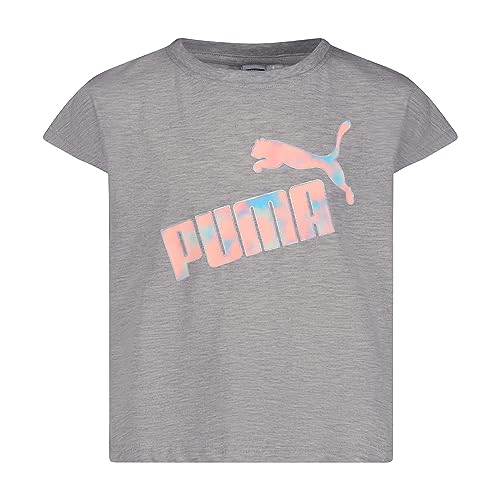 Image of Puma Girls Core Logo Short Sleeve T-Shirt, Crewneck, Soft and Lightweight