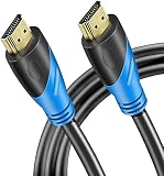 Rommisie Câble HDMI 4K 10 m (HDMI 2.0, 18 Gbit/s) Connecteurs plaqués or ultra haut débit, retour audio Ethernet, compatible avec Xbox, Playstation, ordinateur portable, PS3, PS4, PS9, PC, HDTV