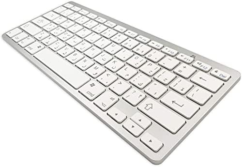 Meega Wireless French Keyboard, Minority Language Ultra Thin Lightweight Silent Bluetooth Keyboards for Laptop/Computer/Surface/Desktop/Smart TV