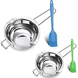 2 Pieces Stainless Steel Double Boiler Pot Baking Melting Pots for Butter, 600 ml and 1000 ml, and 2...