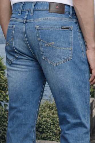 Image of Louis Philippe Men's Regular Fit Stretch Fabric for Comfort Premium Wash Aesthetic Authentic Twill and Durable Jeans