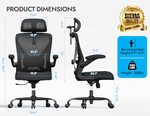 Image of Ergonomic Office Chair - X-Shaped Computer Desk Chair Comfy, Gaming Chair, Office Chair with Lumbar Support, Mesh Office Chairs with Headrests, Desk Chair for Long Hours, Black Silver, Pack of 3