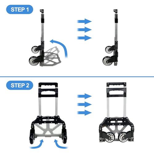 Image of Folding Stair Climbing Shopping Cart Trolley Home 4 Wheels Stair Climber Gift Wheel Roller Foldable Stainless Steel Travel Trolley Handheld Market (80 kg Luggage Trolley)