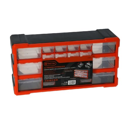 Tactix 320632 22 Drawer Cabinet, Storage & Hardware Parts Organizer,Black/Orange