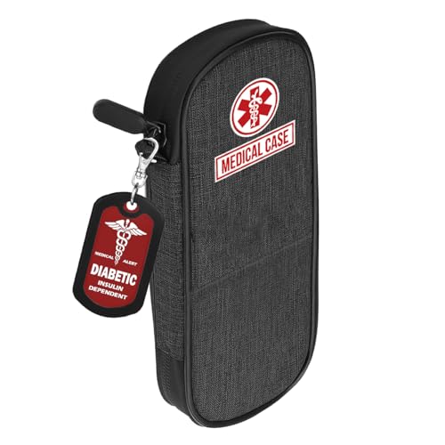 mnmoom Insulin Pen Cooler Travel Case with Reusable Ice Packs, Luggage Tag-Diabetic bag has Insulated Cooling for Daily Use and Travel (Black)