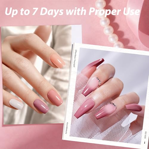 Image of AZUREBEAUTY Nude Pink Nail Polish Set (4 Colors + Top Coat), Soft Solid Shades for Natural Look, Glossy Finish, Fast Dry, No Lamp Needed