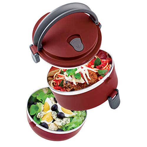 Marmita dupla Lunch Box Vermelha, LB1234-VM, Euro Home