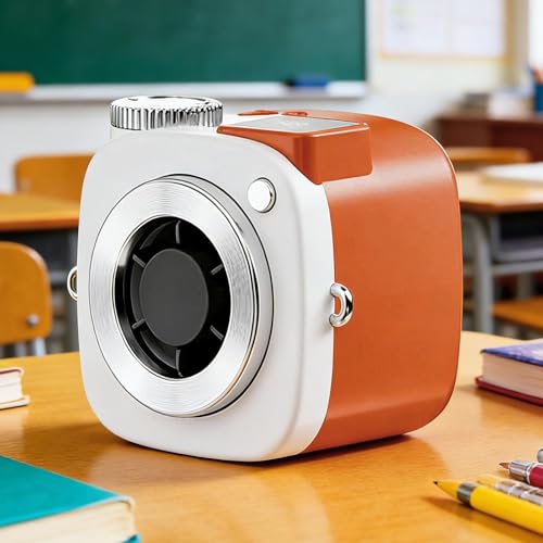 Ventilador de bolsillo portátil ajustable en formato cámara con soporte cómodo para cuello 3