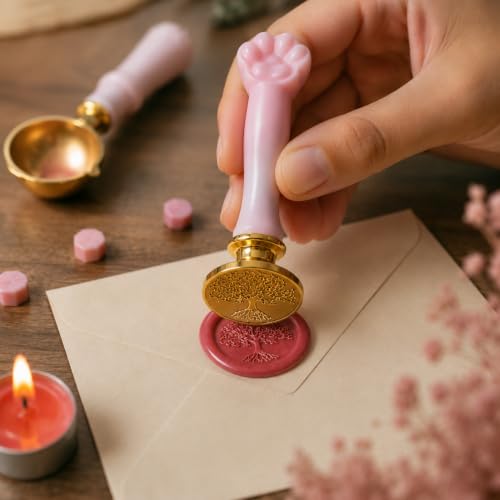Image of Curated Cart 1 Wax Seal Stamp Kit Decorating Gift Cards Wedding Invitations Envelopes Letters Sealing (Tree of Life Wax Stamp)
