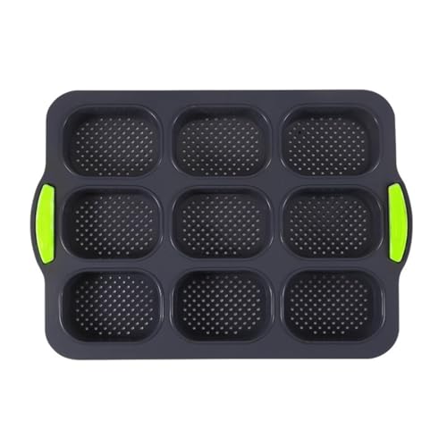 FUANA Silikon Französisches Brotbackblech mit 9 Dachrinnen Kastenform Antihaft Ofenform für Handwerker Grau Zubehör