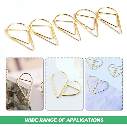 Gold Paper Clips, 200 Pcs Small Paperclips Gold Cute Drop Shaped Paper Clips Teardrop Golden Small Water Drop Paperclips for Books image 8