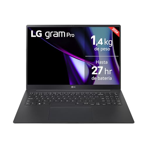 LG gram Pro 17Z90SP-E.AD88B - Portátil Ultraligero de 43.1 cm (17'), IPS, Intel Core Ultra 7, 32 GB RAM, 1TB SSD, batería hasta 27 h, 1,4Kg, NVIDIA RTX3050, W11 Home, Negro, Teclado QWERTY Español