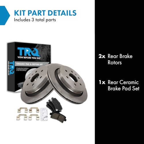 Image of TRQ Rear Brake Pad and Rotor Set Ceramic Compatible with 2013-2019 Cadillac XTS