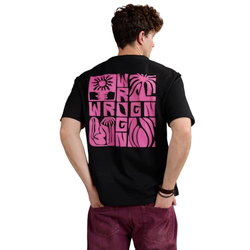 Image of WROGN Men's 100% Cotton T-Shirt | Back Graphic Print | Oversized Fit