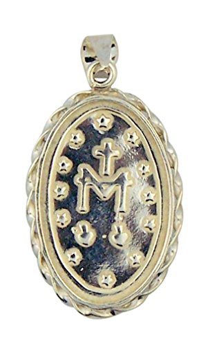 Blue Cameo Miraculous Medal in Rope Sterling Silver Frame 1 3/8 Inch2