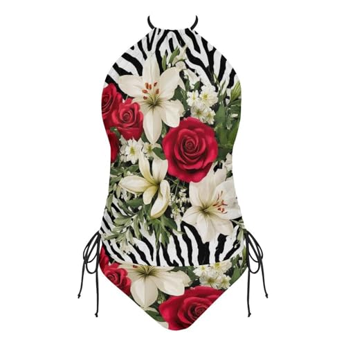 Sexy Tankini Set for Women, Drawstring Side Halter Neck Top and Bikini Bottom Tummy Control Swimsuit4