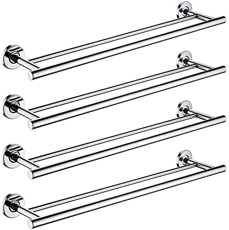 Towel Bar Stainless Steel Towel Holder，Anti-Rust Washroom Double Rod Towel Rack Shelf，Hanging Bathroom Storage Holder Accessories Hanger
