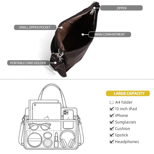 Bolso Hobo Vintage Para Mujer Gran Capacidad miniatura 6