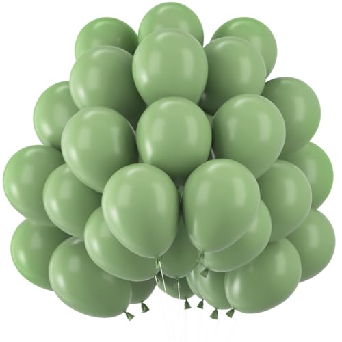 60 Stück Luftballons Grün Bohnengrüne Latex Ballons Retro Salbeigrüne Helium Ballon 12 Zoll Partyballon für Geburtstag Girlande Babyparty Hochzeit Valentinstag Graduierung Kommunion Party