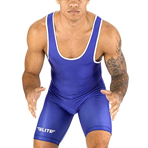 Men’s wrestling singlets, Elite Sports Standard Singlet for Men Wrestling Uniform (Blue, Small)