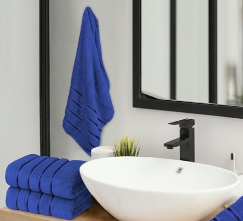 YRALY Luxury Bath Towels Set of 4, 27x54 Inches 600GSM 100% Cotton Ring Spun – Daily Use Highly Absorbent Viscose Stripe Bath Towel Sets for Bathroom, Hotel, Spa (Royal Blue) by YRALY - Used condition - Image 5